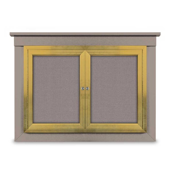 36"x36" 1-Door Enclosed Letterboard, Header, White Vinyl/Cherry